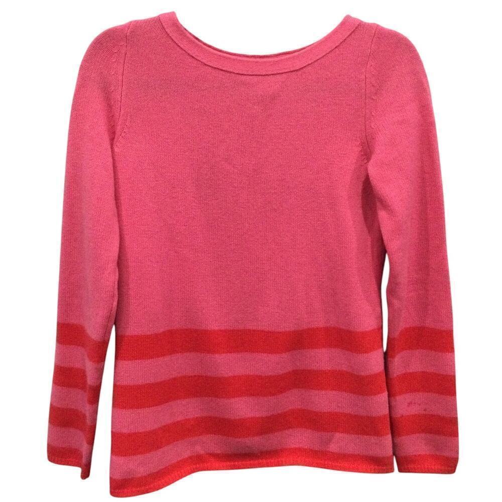 Banana Republic Wool Cashmere Sweater XS Bubblegum Pink Striped‎ Preppy Spring